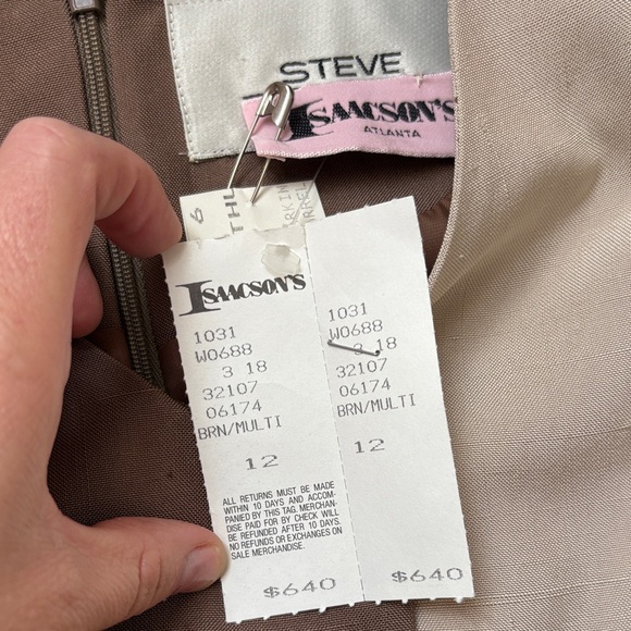 Steve Fabrikani Vintage NWT Color Block Long Sleeve Dress with Gold Accents - Picture 9 of 15